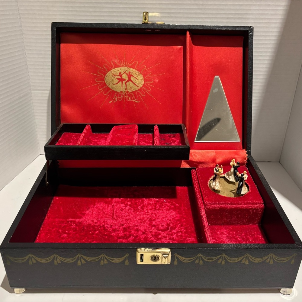 Vintage 1979 Swiss Dancing Lili Windup Musical Jewelry Box Works - Read Desc.